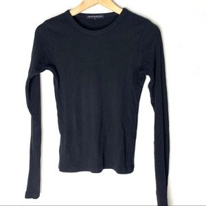 Brandy Melville black ribbed long sleeve top OS